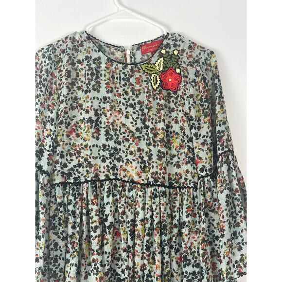 Bhanuni by Jyoti Anthropology Cute Printed Dress W/Embroidered Flower Size 2 - Picture 2 of 11